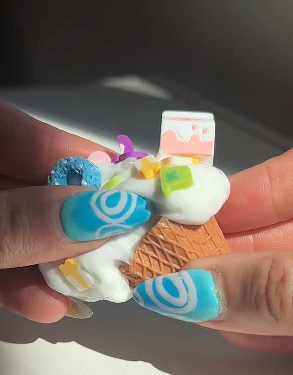 Mini cereal slushee slime made by Nichole Jacklyne using Victory Pellets, featuring crunchy texture and breakfast-inspired ASMR