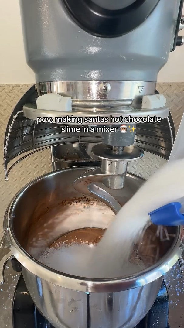 Santa's Hot Chocolate Slushee Slime made with Victory slushee beads and plastic pellets for ASMR