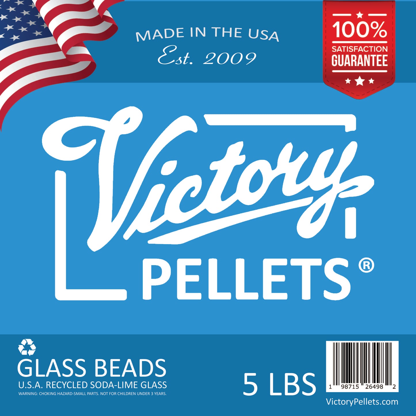 Victory Glass Beads 5 LBS – smooth, non-toxic USA-made craft fill for weighted blankets, plush toys, dolls, and sensory projects.