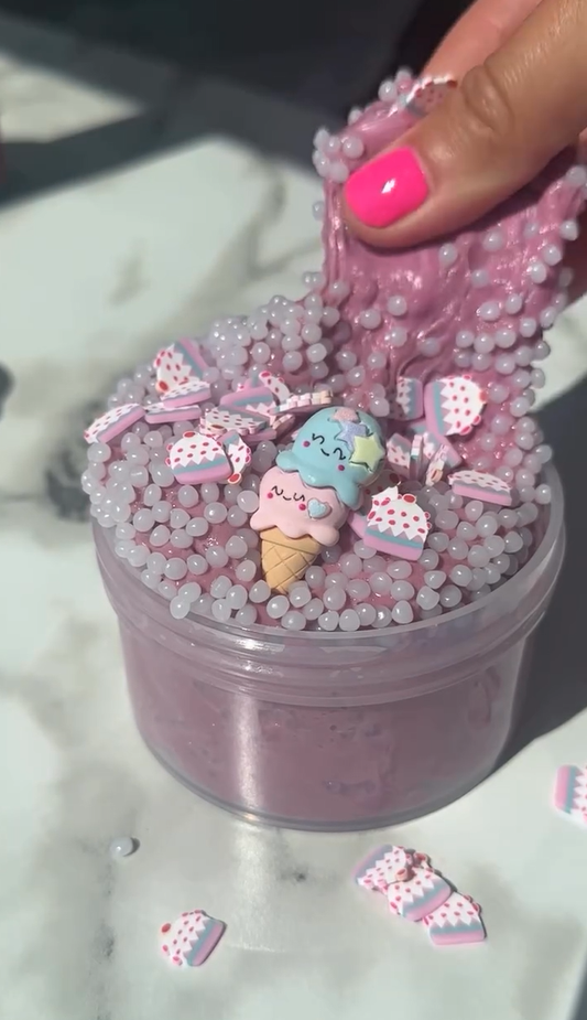 Victory Pellets ice cream slushee slime by Nichole Jacklyne, featuring crunchy poly beads in a mini scoopable swirl for ASMR and sensory crafts