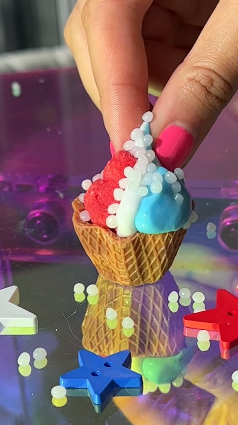 Victory Pellets 4th of July slushee slime by Nichole Jacklyne, featuring red, white, and blue sensory beads for ASMR play and patriotic craft kits