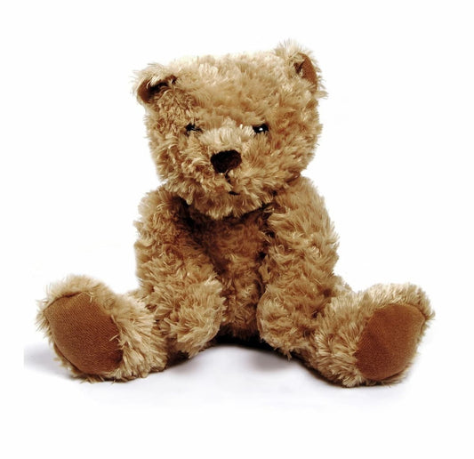 Stuffed bear filled with Victory Pellets plastic poly beads showing realistic weight and shape for plush toys