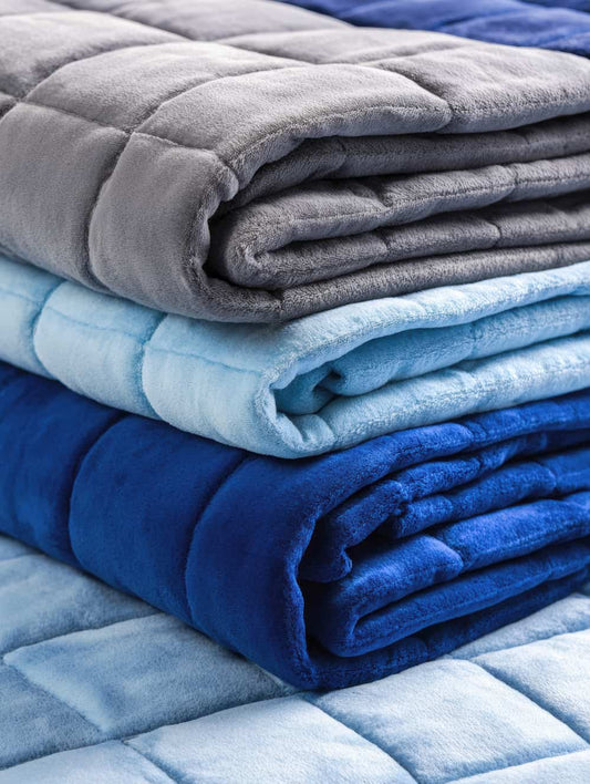 Weighted blankets filled with Victory Pellets plastic poly beads and Victory Glass Beads made in USA