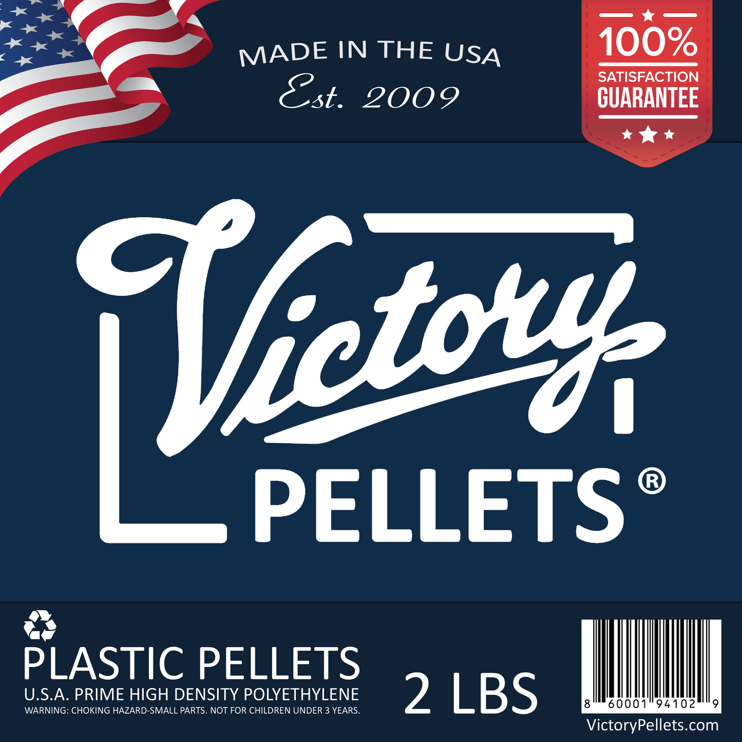 Victory Pellets - 2 LB USA-Made Plastic Beads for Slime, Plush Toys, Weighted Blankets & Crafts | Non-Toxic, Smooth Pour